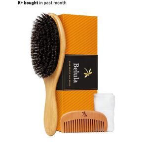 Premium Boar Bristle Hair Brush Thick Hair Set. Hairbrush for Women & Headband